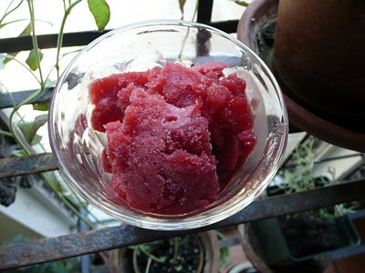 red wine and strawberry sorbet